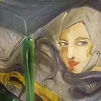 After Tamara de Lempicka - Girl in Sports Car, Art Deco Portrait, Signed Oil on Canvas, 1930s