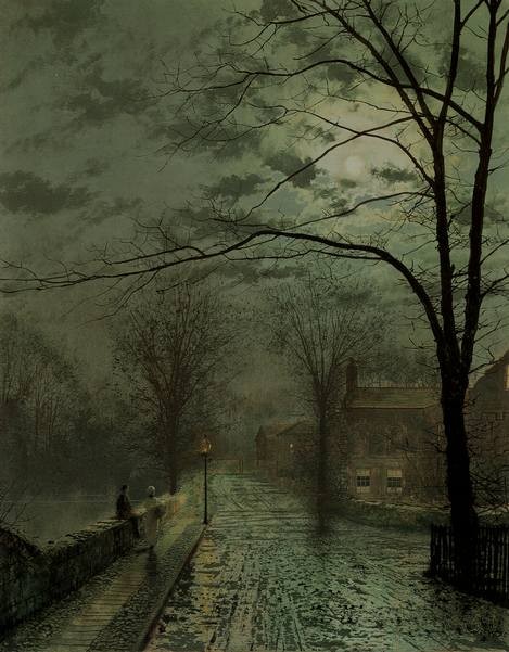 Atkinson Grimshaw Lane By Moonlight Print