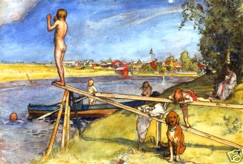 Carl Larsson Breakfast under Birch Print