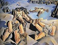 Salvador Dali Figures Lying On The Sand Premium Canvas Print