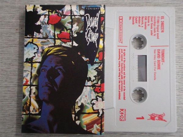 Tonight Cassette Tape White Shell Red Text David Bowie