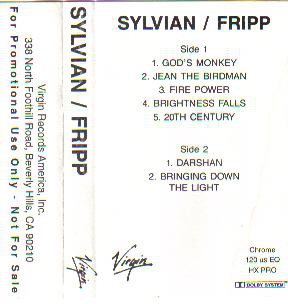 David Sylvian & Robert Fripp The First Day Promo US Cassette