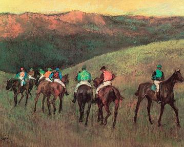 Degas Racehorses in a Landscape Print