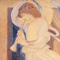 Sir Edward Burne-Jones An Angel Playing a Flageolet Fine Art Print