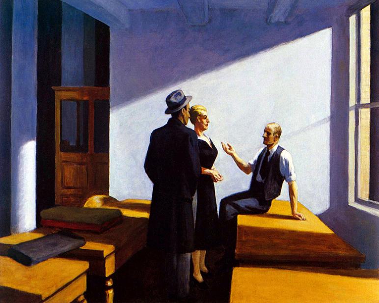 Edward Hopper Conference At Night 24 Inch Canvas Print