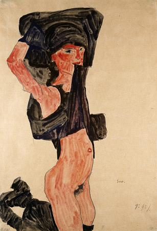 egon schiele Kneeling Girl, Kniedes Maedchen print