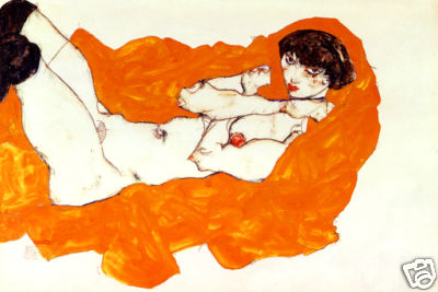 egon schiele Reclining Nude print