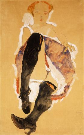 egon schiele Seated Woman Black Stockings Canvas Print