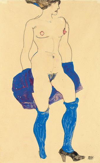 egon schiele Stehende Frau mit Schuen und Strümpfen print