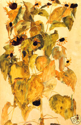 egon schiele Sunflowers print