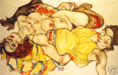 egon schiele Two Females Lying print