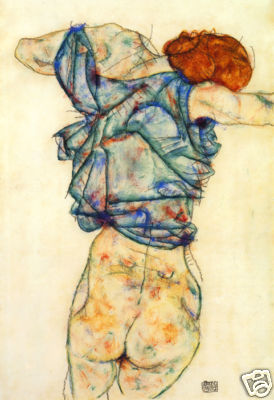 egon schiele Woman Undressing print