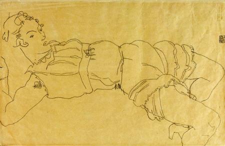 egon schiele Young Woman Lying On Her Back print