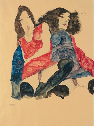 egon schiele Zwei Mädchen print