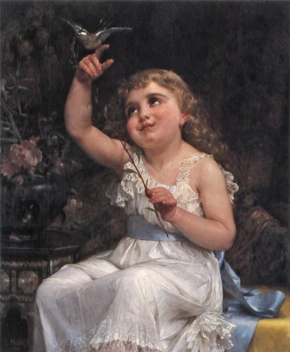 Emile Munier Her New Friend Canvas Print