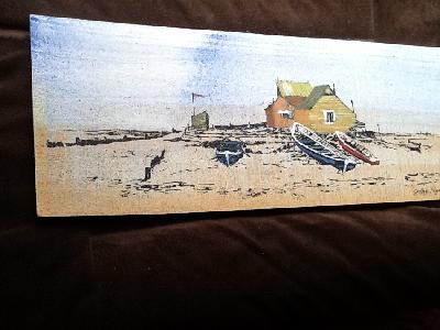 Geoffrey Paget Boats on the Beach - Suffolk/Essex Watercolour on Board