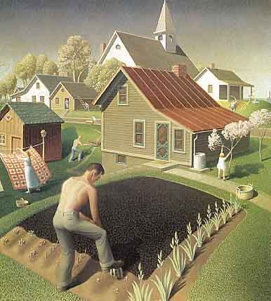 Grant Wood Spring in the Town Canvas Reproduction Print