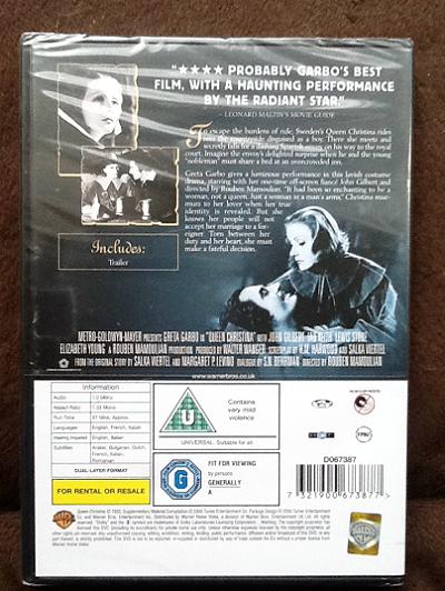 Greta Garbo Queen Christina [1933] [DVD] Back Cover