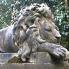 Marble statue of a sleeping lion. The statue, lying on top of George Wombwell's tomb in Highgate Cemetery depicts Nero his pet lion, Western Cemetery, Highgate Cemetery - March 09