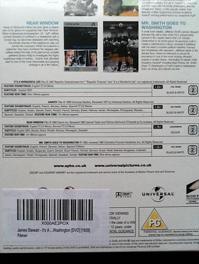 James Stewart Icons Dvd Boxset  - It's A Wonderful Life/Harvey/Rear Window/Mr. Smith Goes To Washington