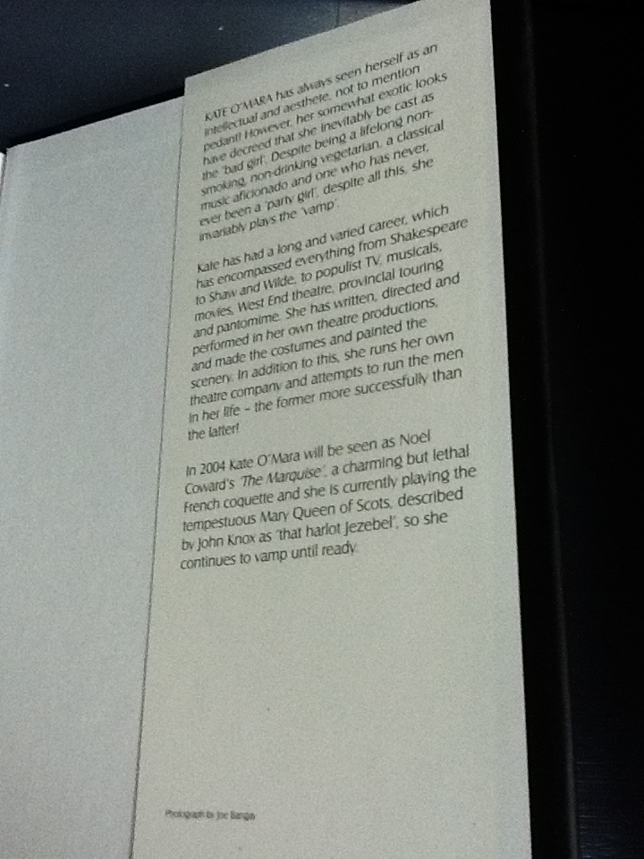 Kate O'Mara Signed Book