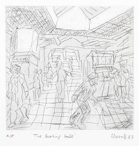 Leon Kossoff The Booking Hall Etching