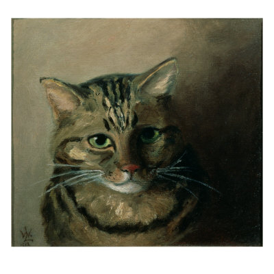 Louis Wain Cats - Head Study of a Tabby Cat Print