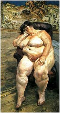 Lucian Freud Sleeping by the Lion Carpet (also known as Sue Tilley), 1996