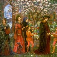 Marie Spartali Stillman Messer Ansaldo Showing Madonna Dianova his Enchanted Garden