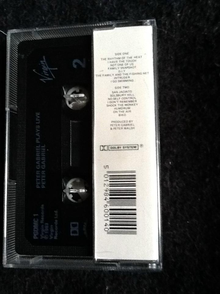 Peter Gabriel Plays Live UK Cassette Album (1983)