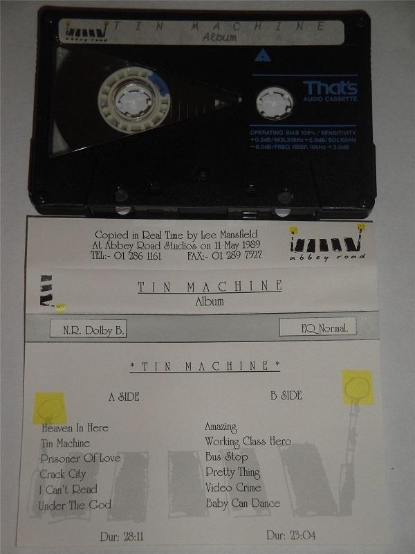 Tin Machine Original Abbey Road Promo Issue Cassette Tape David Bowie May 1989