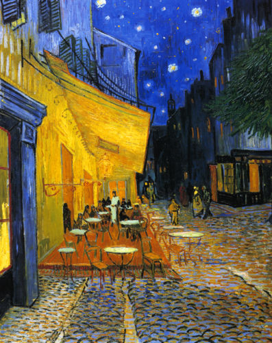 Vincent van Gogh Cafe Terrace & Stars Large Canvas Print
