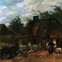 Vincent van Gogh Cottage and Woman with Goat Fine Art Print