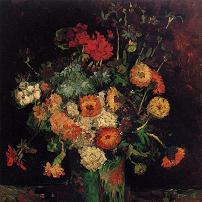 Vincent van Gogh Vase with Zinnias and Geraniums Fine Art Print