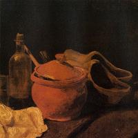 Vincent van Gogh Still Life with Earthenware, Bottle and Clogs Fine Art Print