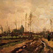 Vincent van Gogh Landscape with Church and Farms Fine Art Print