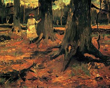 Vincent van Gogh Girl in White in the Woods Canvas Print