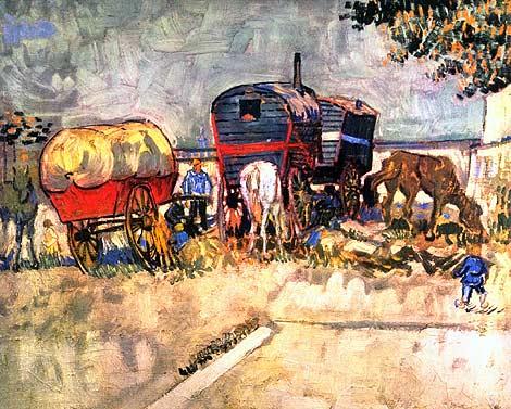 Vincent van Gogh Gypsy Camp 24 Inch Canvas Print