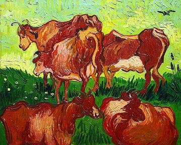 Vincent van Gogh Les Vaches Canvas Print