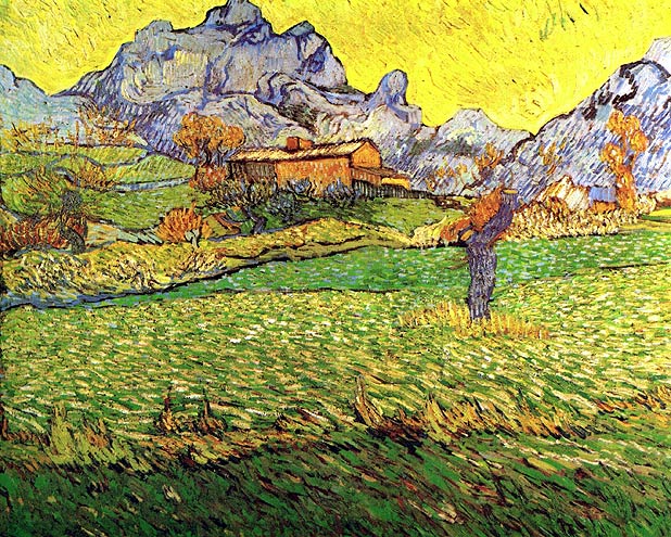 Vincent van Gogh A Meadow in the Mountains Le Mas de Saint-Paul 24 Inch Canvas Print