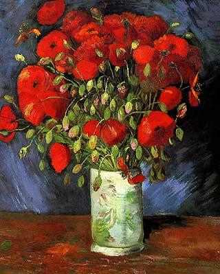 Vincent Van Gogh Vase with Red Poppies Canvas print