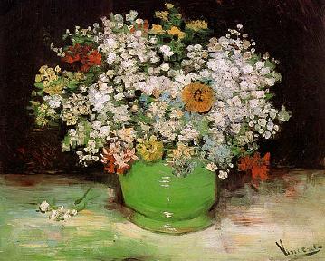Vincent van Gogh Vase with Zinnias Canvas Print