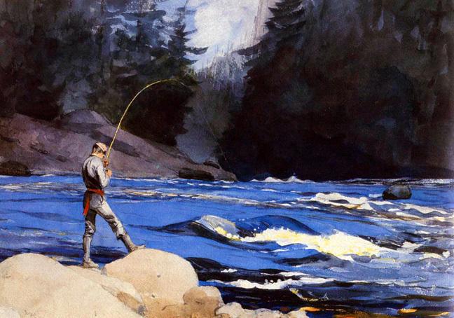 Winslow Homer Ouananiche Lake St John 24 Inch Canvas Print